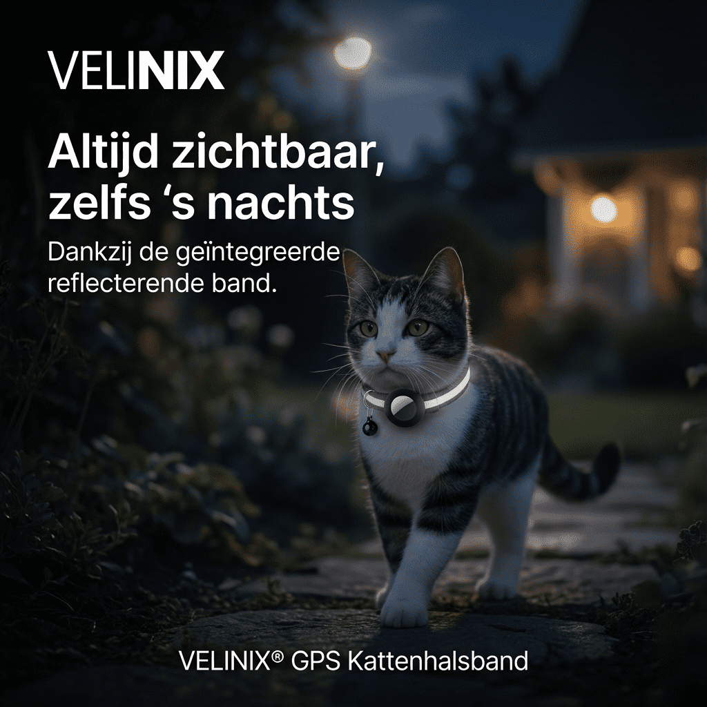 Velinix™ – GPS Halsband voor Kat Zonder Abonnement (iOS & Android)