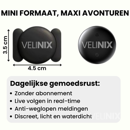 Velinix™ – GPS Tracker Personen Zonder Abonnement, Compatibel met Android & iOS