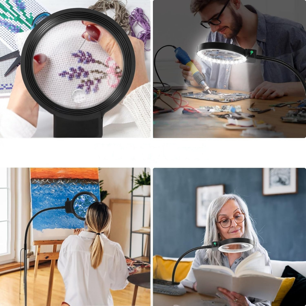 LED Vergrootlamp Zwanenhals met Acryl Lens voor Lezen en Werklicht