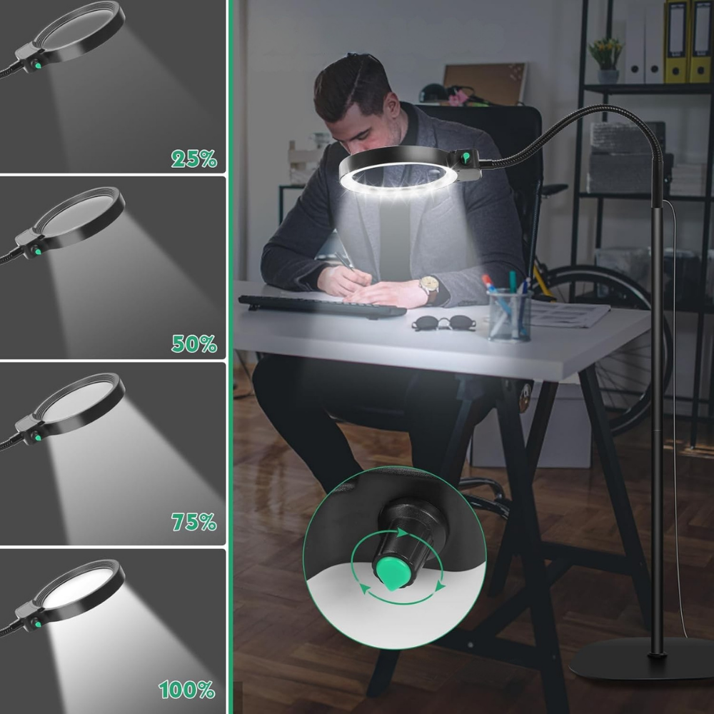 LED Vergrootlamp Zwanenhals met Acryl Lens voor Lezen en Werklicht
