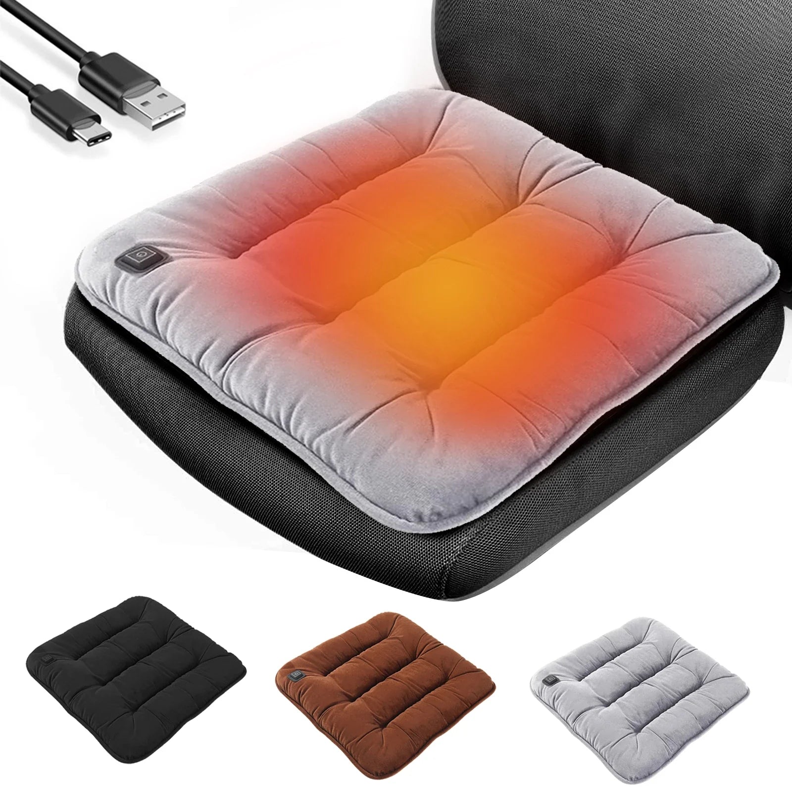Elektrisch Zitkussen met USB Verwarming en Instelbare Temperatuur - Velinix