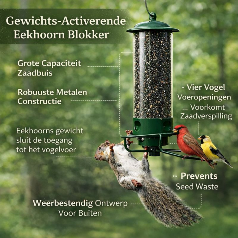 Eekhoornbestendig Vogelvoederhuis Metaal Hangend voor Tuin