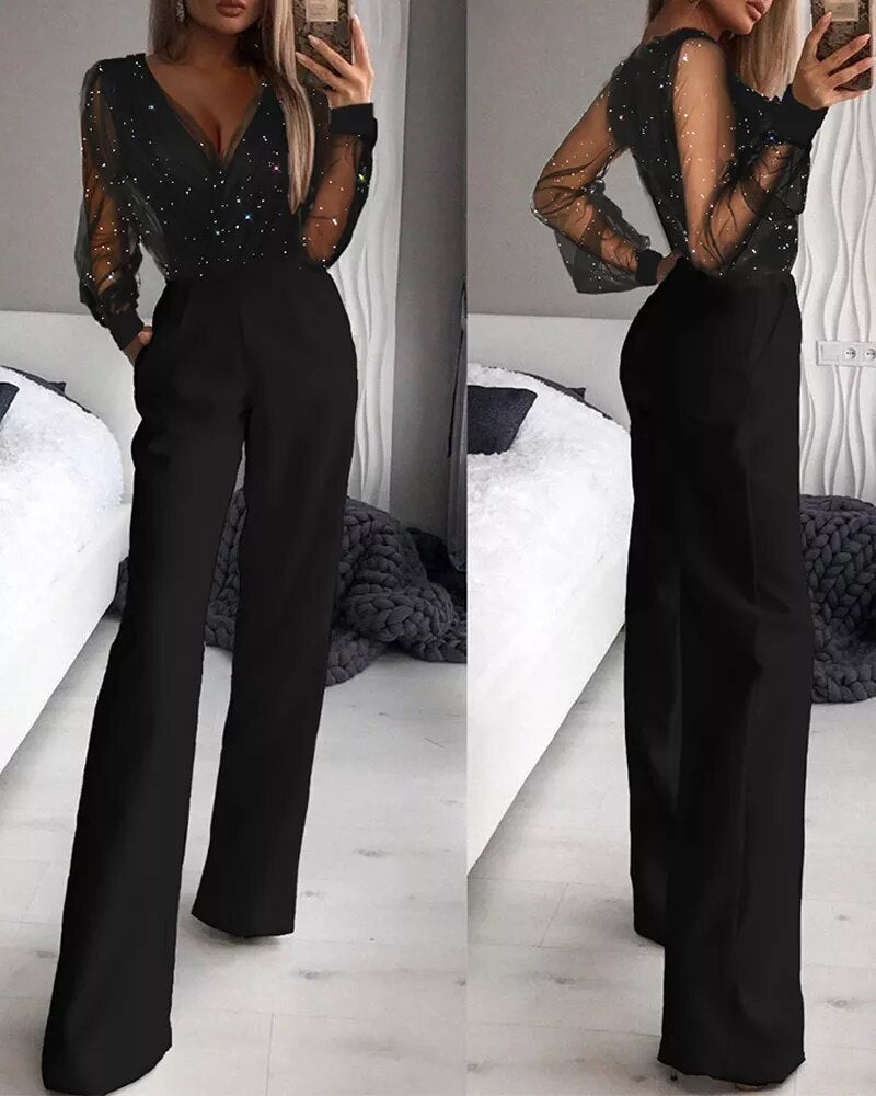 Zwarte Jumpsuit Dames Comfortabel Elegante Eenpijs