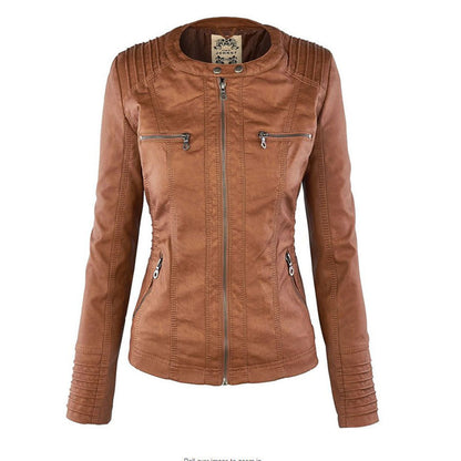 Dames Leren Jas Zwarte PU-Jas met Capuchon en Rits