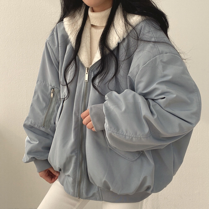 Damesjas Fleece Omkeerbaar Warm met Kapuze