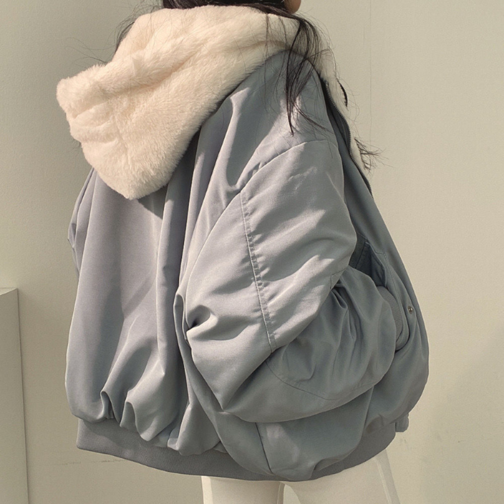 Damesjas Fleece Omkeerbaar Warm met Kapuze
