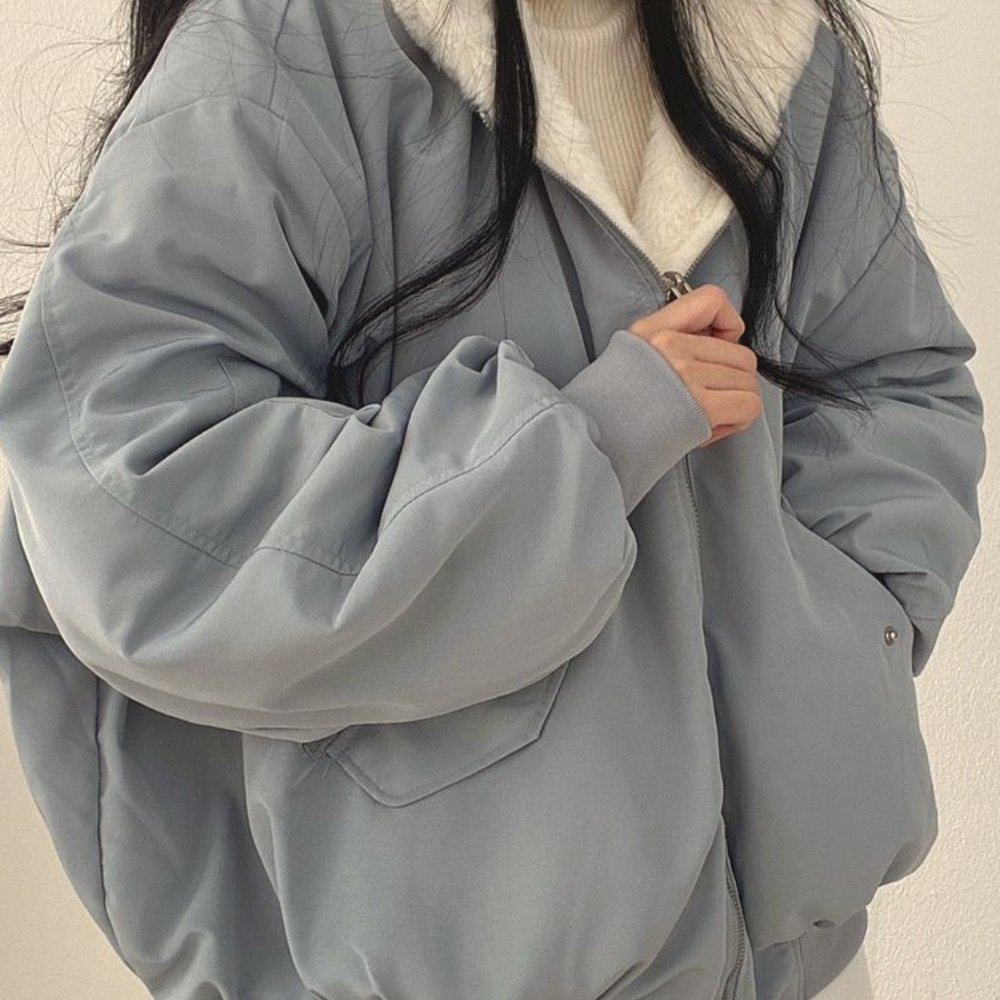 Damesjas Fleece Omkeerbaar Warm met Kapuze