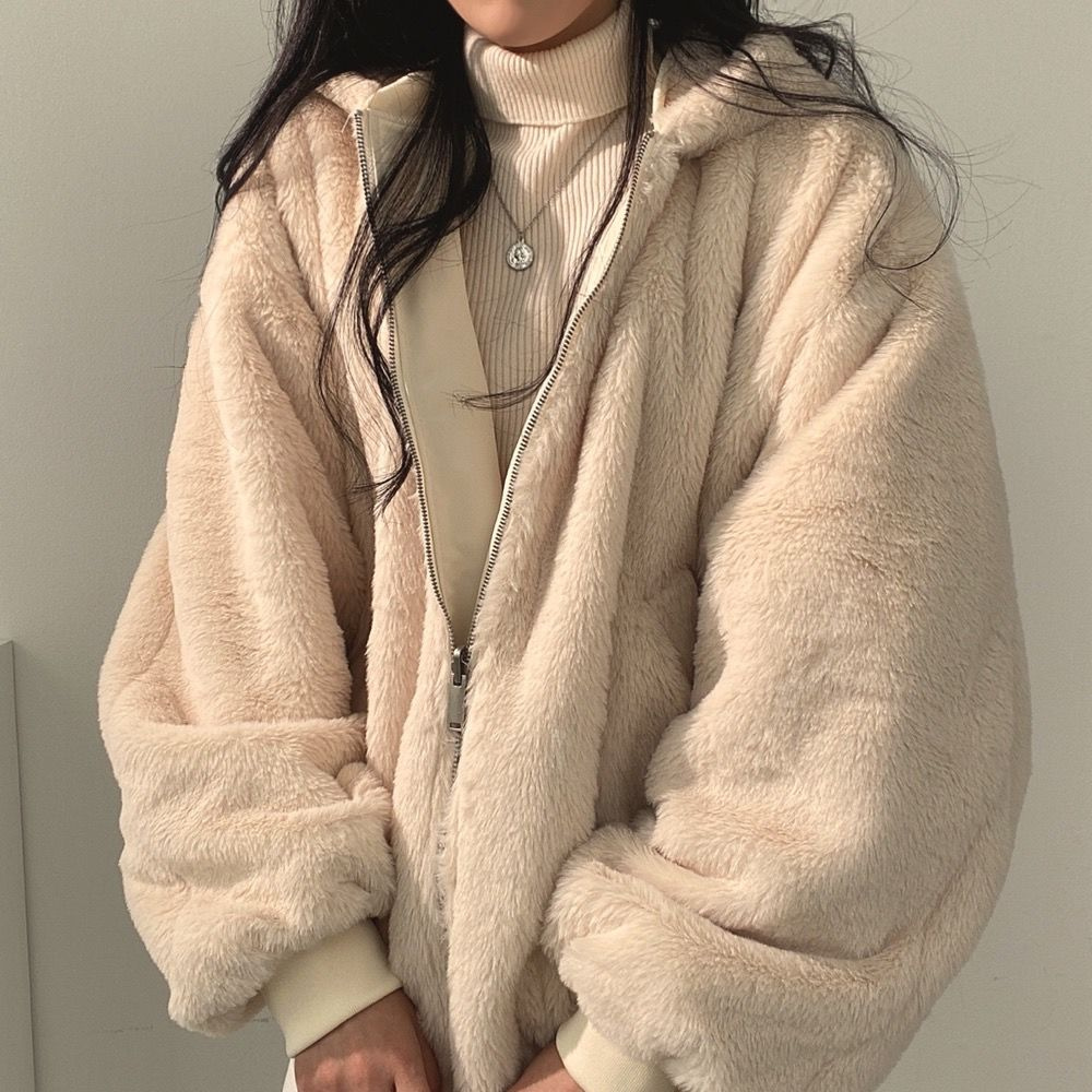 Damesjas Fleece Omkeerbaar Warm met Kapuze
