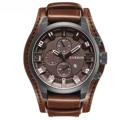 Herenchronograaf Quartz Horloge Leren Band met Stopwatch