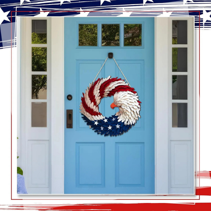 Houten Wanddecoratie Amerikaanse Vlag Krans Rustiek Design