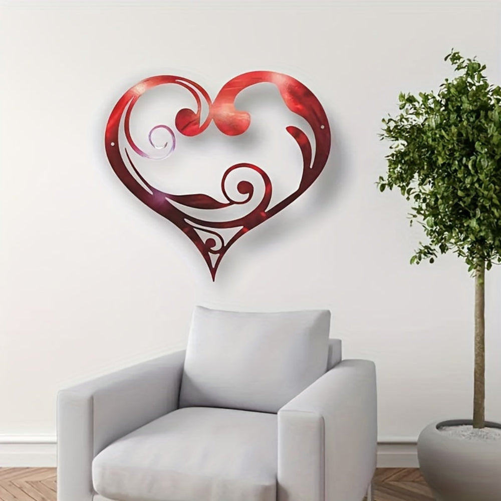 Metalen Wanddecoratie Hartvorm met Bloemen voor Woonkamer - Velinix