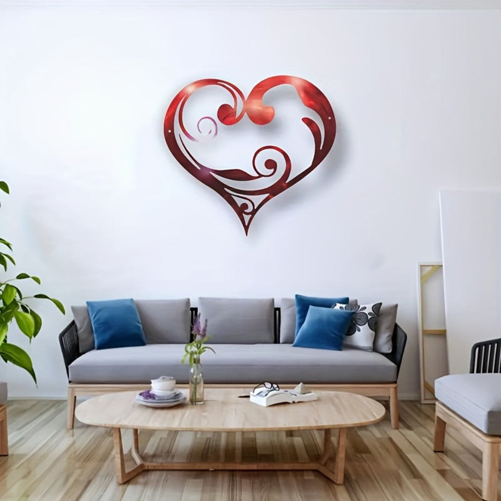 Metalen Wanddecoratie Hartvorm met Bloemen voor Woonkamer