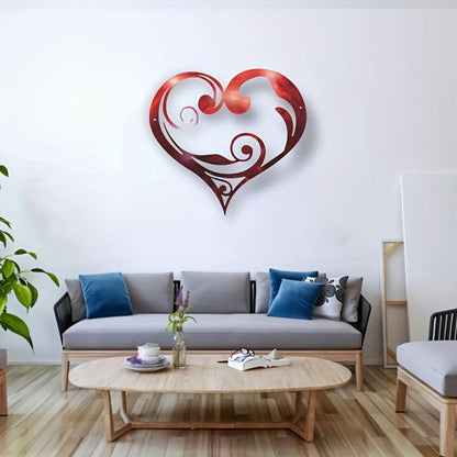 Metalen Wanddecoratie Hartvorm met Bloemen voor Woonkamer