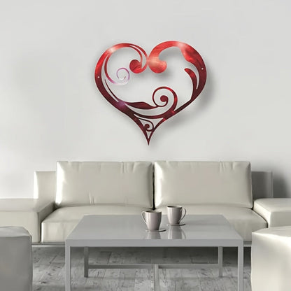 Metalen Wanddecoratie Hartvorm met Bloemen voor Woonkamer