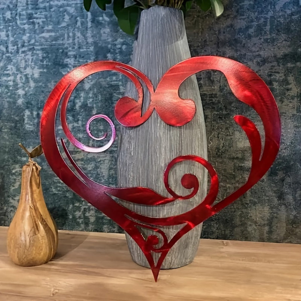Metalen Wanddecoratie Hartvorm met Bloemen voor Woonkamer