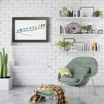 Unieke Glazen Vogel Wanddecoratie van Drijfhout