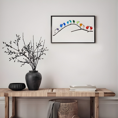 Unieke Glazen Vogel Wanddecoratie van Drijfhout