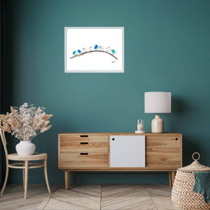 Unieke Glazen Vogel Wanddecoratie van Drijfhout
