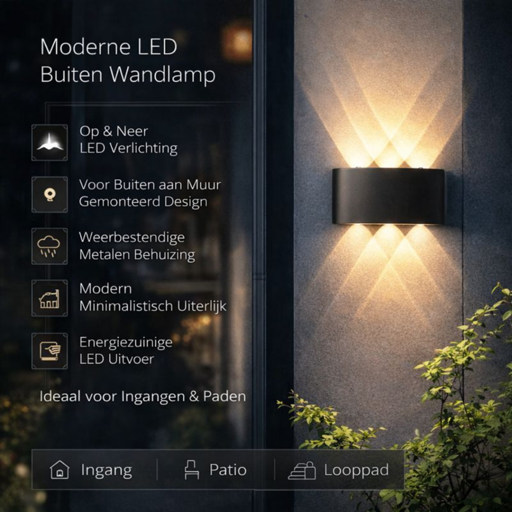LED Wandlamp Buiten Modern Metaal Waterdicht