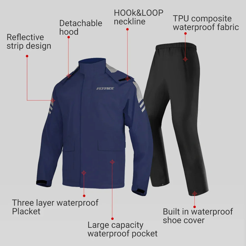 Waterdichte Motorregenjas Unisex Winddicht Ergonomisch