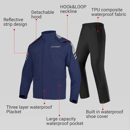 Waterdichte Motorregenjas Unisex Winddicht Ergonomisch