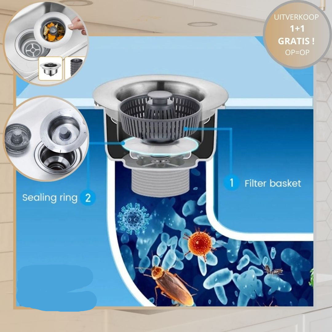 Gootsteenfilter 3-in-1 voor Schoon Water Zuivering