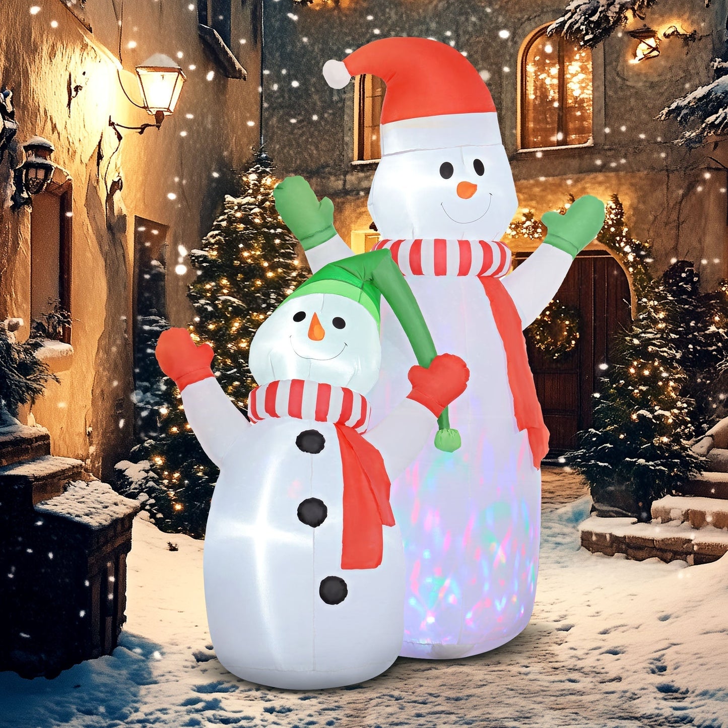 Opblaasbare Kerstdecoratie Sneeuwfamilie 240cm met LED Verlichting
