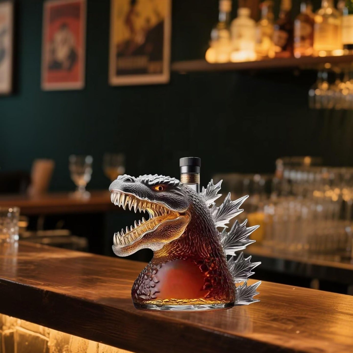 Whiskey Karaf met Dinosaurus Decoratie Glas