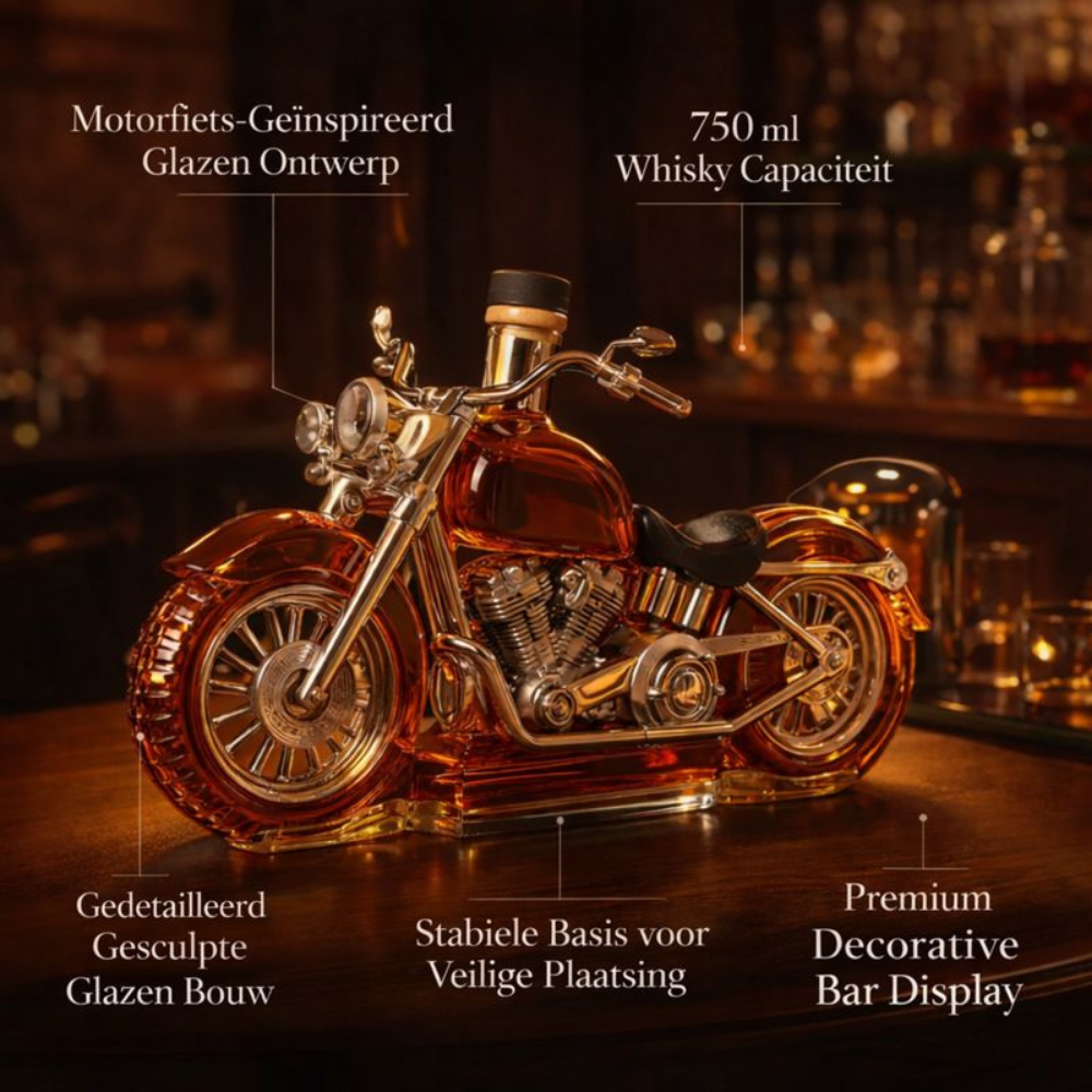 Whiskeykaraf met Motorfiets Ontwerp Glas Barfles