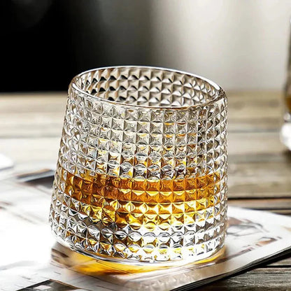 Whiskyglas Luxe Kristal Geribbeld met Roterend Ontwerp