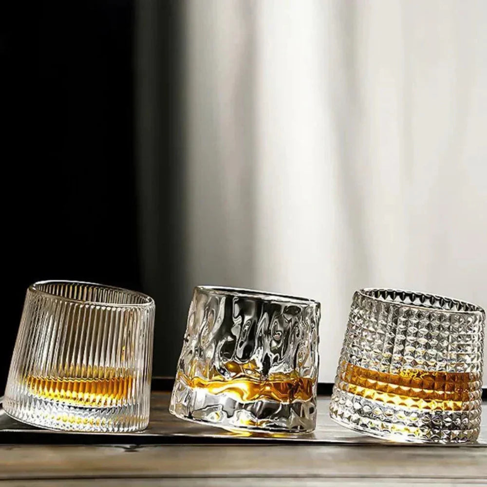 Whiskyglas Luxe Kristal Geribbeld met Roterend Ontwerp