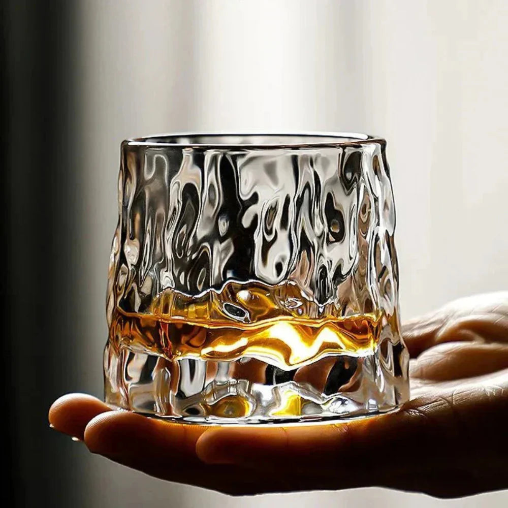 Whiskyglas Luxe Kristal Geribbeld met Roterend Ontwerp