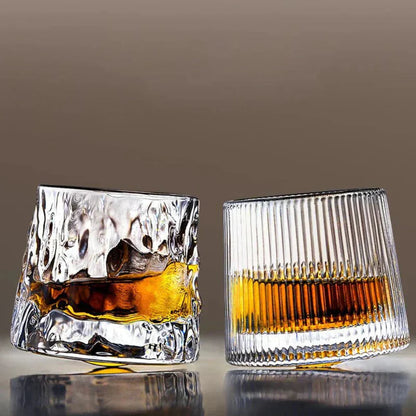 Whiskyglas Luxe Kristal Geribbeld met Roterend Ontwerp