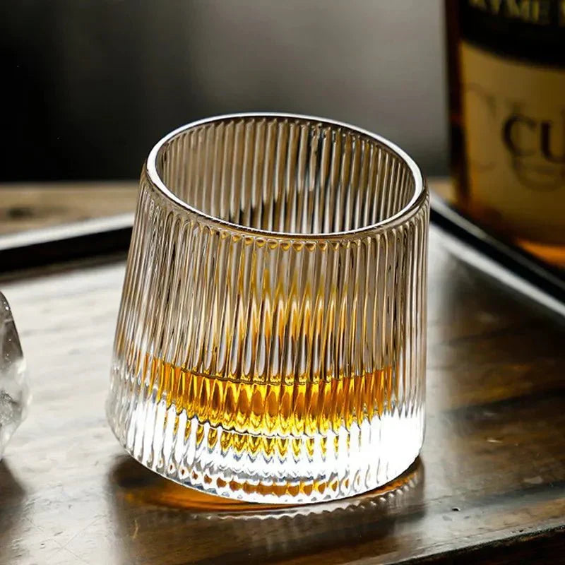 Whiskyglas Luxe Kristal Geribbeld met Roterend Ontwerp