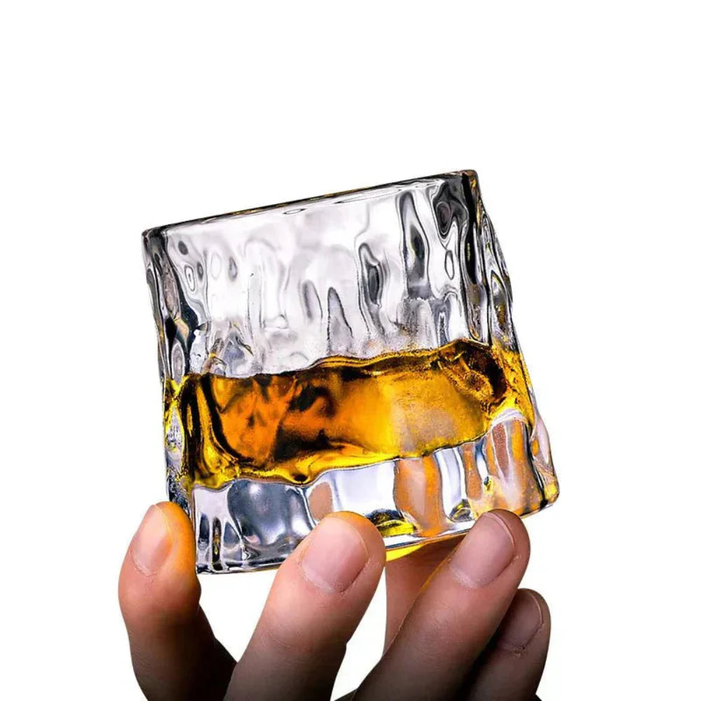 Whiskyglas Luxe Kristal Geribbeld met Roterend Ontwerp