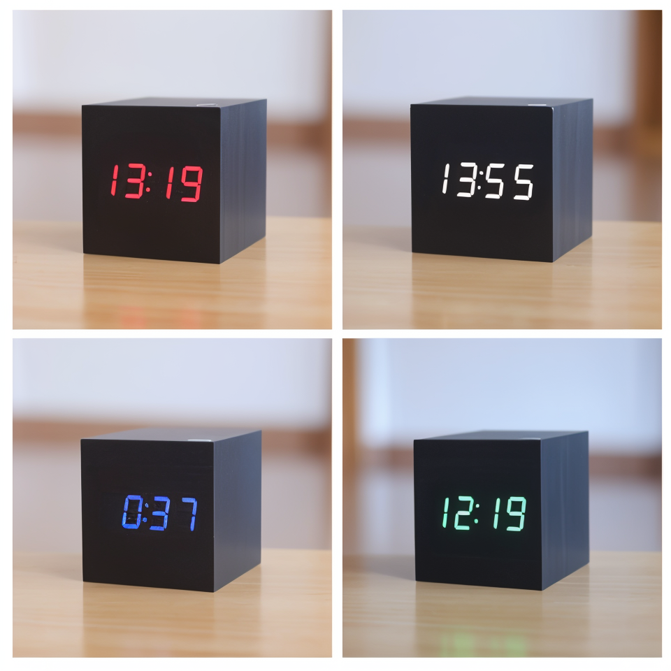 Houten LED Klok Modern Design met Digitale Weergave