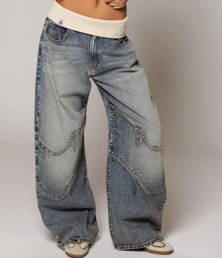 Wijde Dames Jeans Vintage Baggy Stijl - Velinix