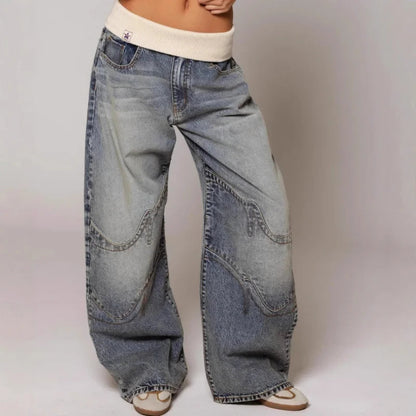 Wijde Dames Jeans Vintage Baggy Stijl