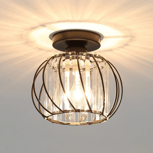 Scandinavische Plafondlamp Glas en Zwart Metaal Design - Velinix