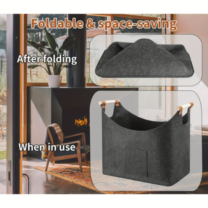 Opvouwbare Houten Koffer 55L Donkergrijs met Leder en Houten Handvatten