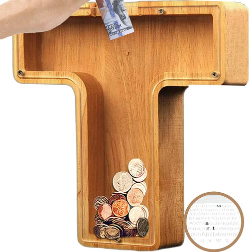 Houten Spaarpot Gepersonaliseerd met Naam of Initialen