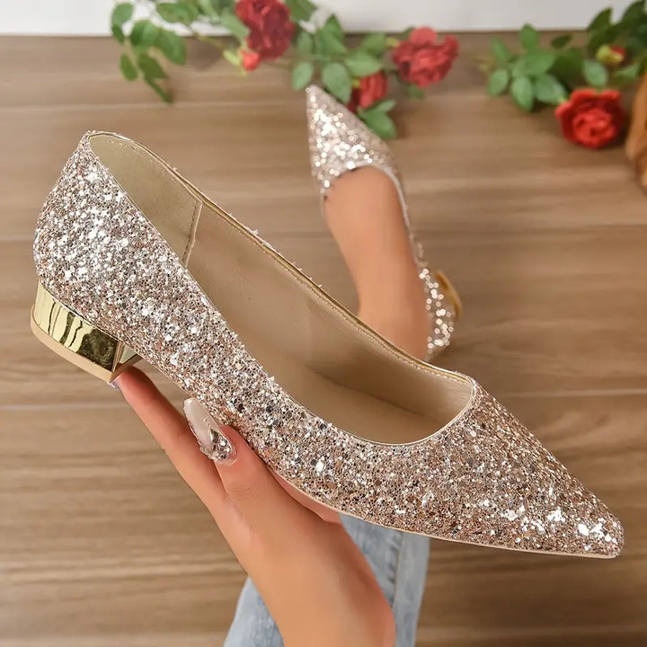 Glitter Schoenen Lage Hak Feestelijke Dameschoenen