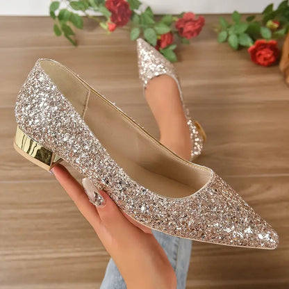 Glitter Schoenen Lage Hak Feestelijke Dameschoenen