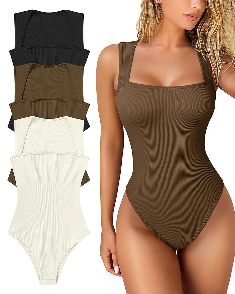 Chic Bodysuit Ribbel Ribbelpatroon Zelfverzekerd Maatkleding