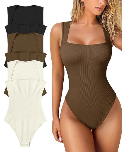 Chic Bodysuit Ribbel Ribbelpatroon Zelfverzekerd Maatkleding