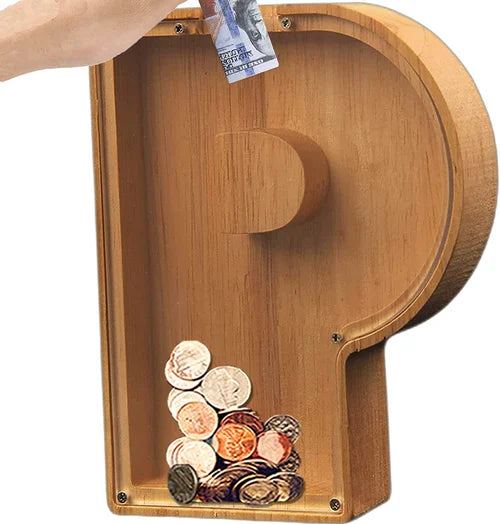 Houten Spaarpot Gepersonaliseerd met Naam of Initialen