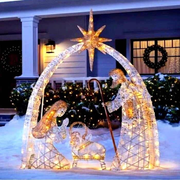 Kerstornament LED Verlicht Heilige Familie voor Tuin en Terras