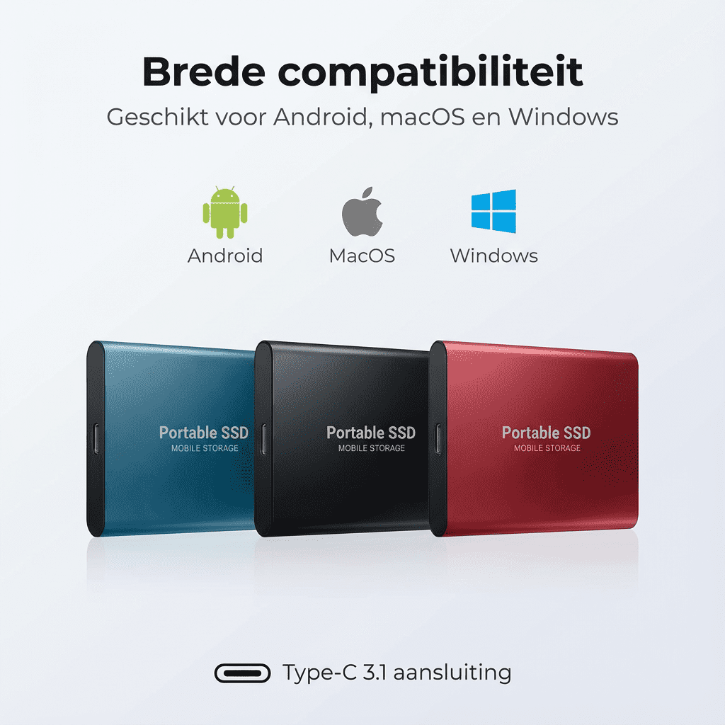 SwiftDrive™ – Externe SSD Schijf met USB 3.0 & Type-C | Supersnel Draagbaar Opslagstation