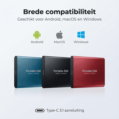 SwiftDrive™ – Externe SSD Schijf met USB 3.0 & Type-C | Supersnel Draagbaar Opslagstation