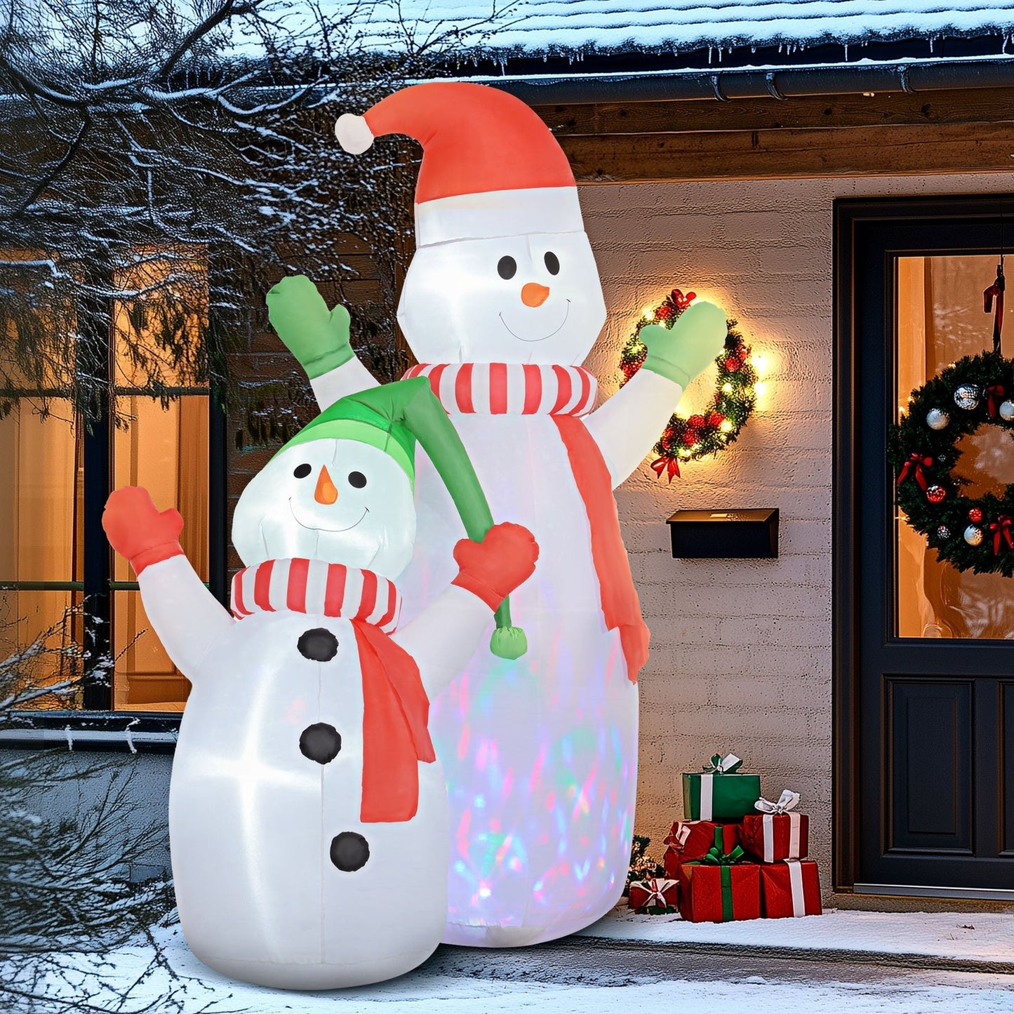 Opblaasbare Kerstdecoratie Sneeuwfamilie 240cm met LED Verlichting